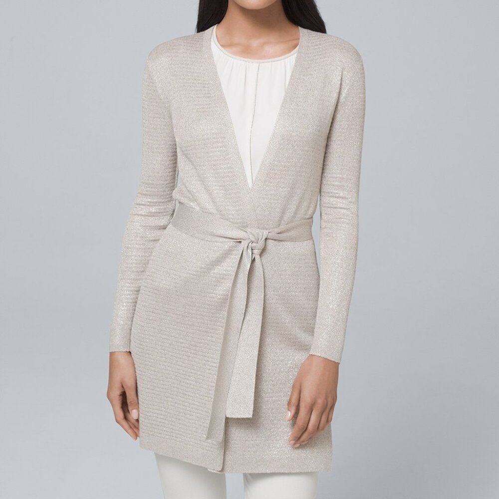 White House Black Market Metallic Belted Cover-Up Medium